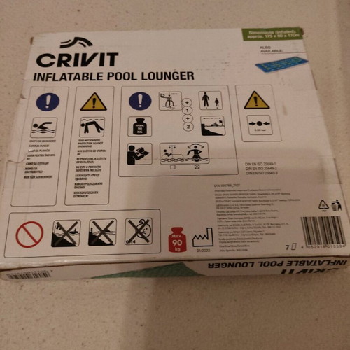 Inflatable pool lounger new dimensions 1.75x80x17cm