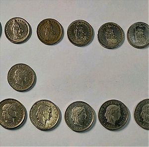 15 κέρματα Ελβετίας,τιμή πακέτο.