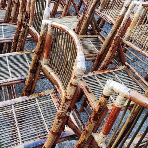 Bamboo folding chairs used, pack of 60 pieces