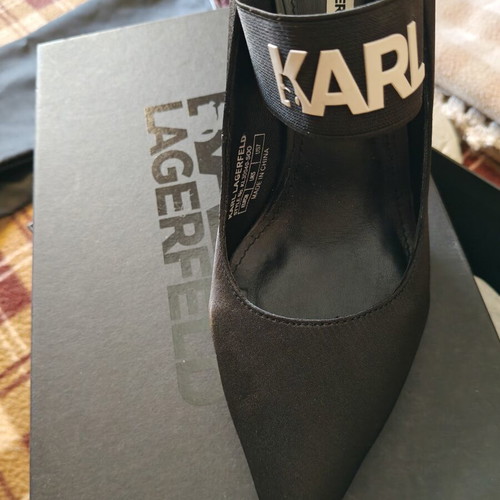 Karl Lagerfeld satin black pumps like new, size 38