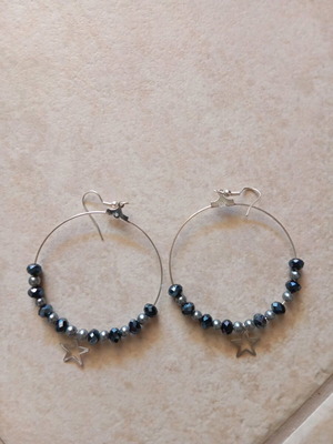 Handmade earrings new with beads and star black and silver