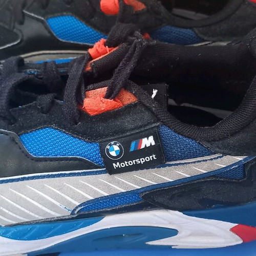 Puma BMW athletic shoes used, size 42, black and blue