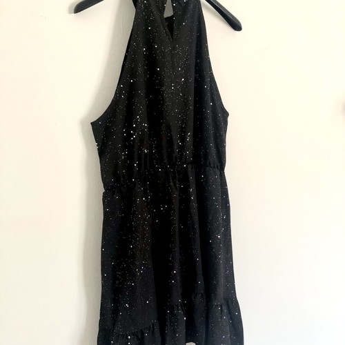 Black halter dress with glitter, size M, new