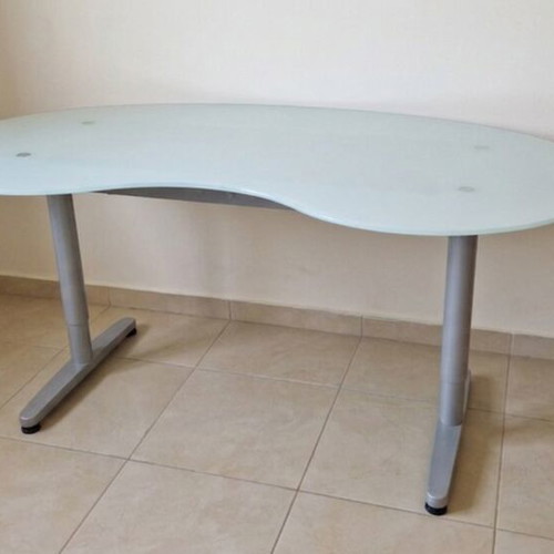 Hemicycle desk with white glass IKEA used 1.60×0.80 m