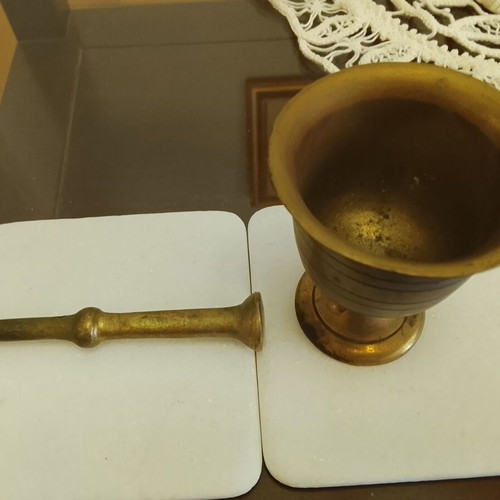 Vintage brass mortar with pestle used