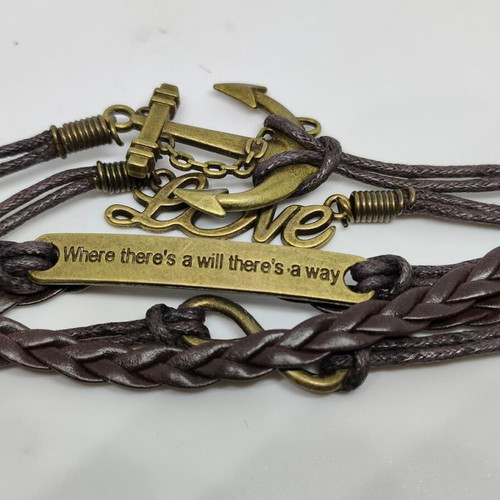 Unisex Vintage Bracelet with Anchor and Message Like New