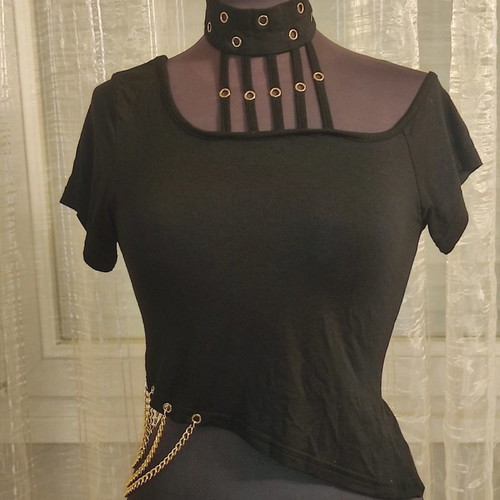 Black Gothic/Punk Top like new with chains and cut-outs XS/S