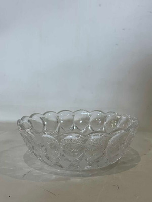 Vintage crystal serving bowl used with embossed details