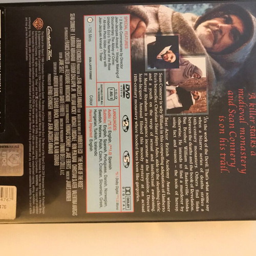 The Name of the Rose DVD used, with subtitles, crime genre