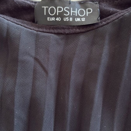 Topshop pleated dress black like new with white detail, size Large