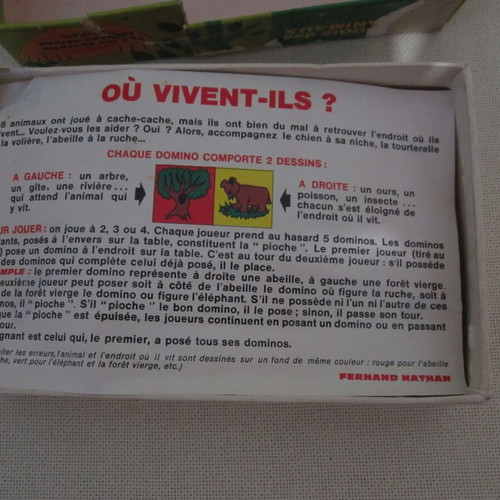 Vintage Logis des animaux domino game by Fernand Nathan used, 1970s