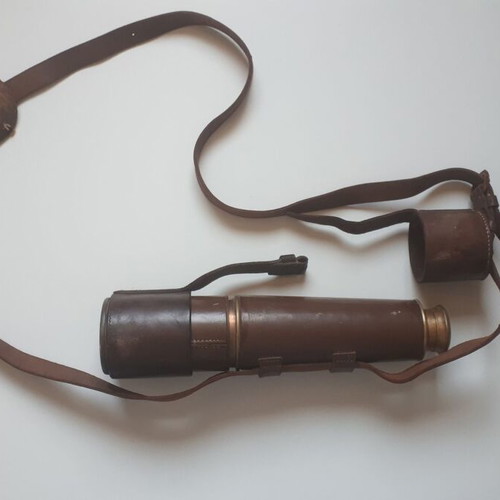 Nautical Telescopic Monocular used, vintage bronze and leather