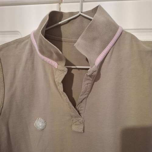 Piazza Italia Polo Shirt new, beige with pink details, size L