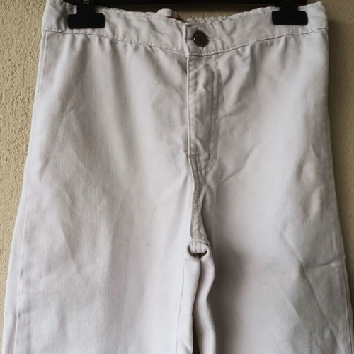 Bikelife women's white high-waisted elastic five-pocket jeans, size S