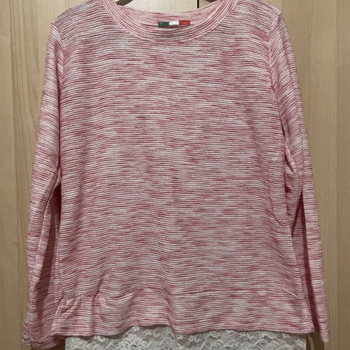 Winter blouse with embroidered white border, cotton, pink