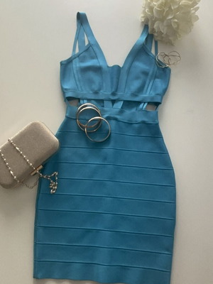 Topshop turquoise bandage dress, size M