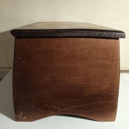 Wooden box with painted lid used, storage for small items