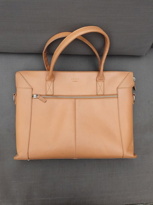 STILL Nordic genuine leather laptop work bag in cognac tan