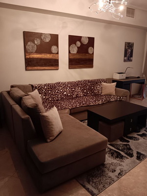 Corner sofa 3.00×2.20 like new, gray with cushions