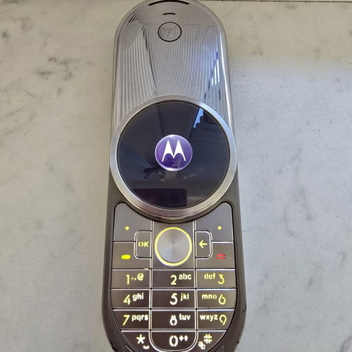 Motorola Aura R1 used, gray phone with smooth mechanism