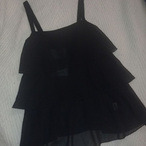 Black top with ruffles and straps new, size S-M