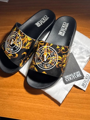 Versace slippers like new, black, size 36.5-37