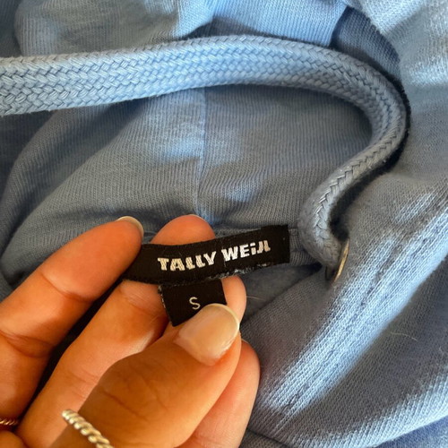 Tally Weijl Cropped Hoodie like new, white and blue, size S