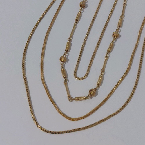 Set of stainless steel gold-plated unisex chains like new