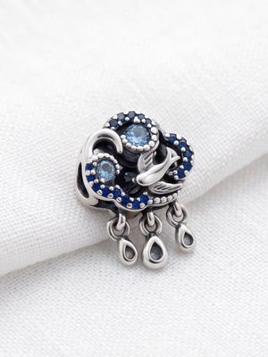 Pandora Charm Cloud and Swallows with Blue Crystals S925 ALE new