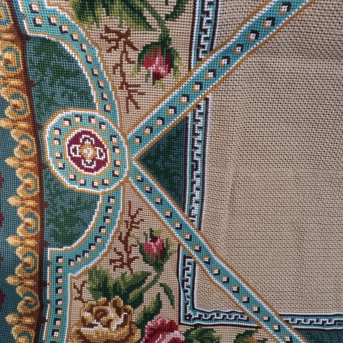 Handmade embroidered square with cross-stitch, new, 1x1 meter