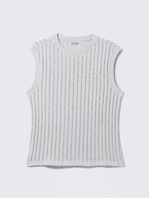Αμάνικη βαμβακερή μπλούζα H&M με πλεχτή υφή καινούργια, γκρι, μέγεθος Μ
