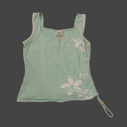 Adidas cami top used, mint green floral Y2K style