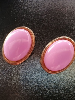 Винтидж дамски обеци употребявани, розови и златисти