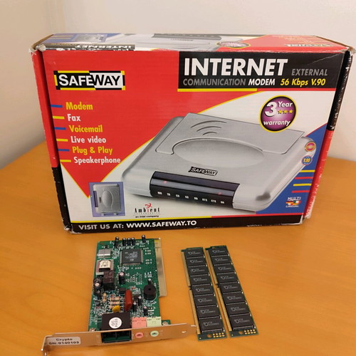 Retro PC modem and RAM bundle used, vintage tech