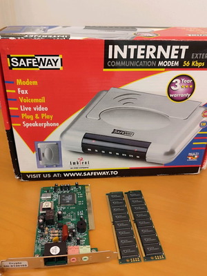 Retro PC modem and RAM bundle used, vintage tech