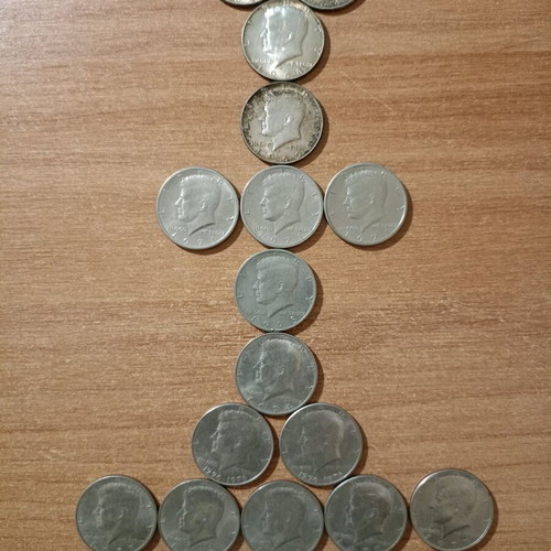 Kennedy half dollars used, pack of 18 coins