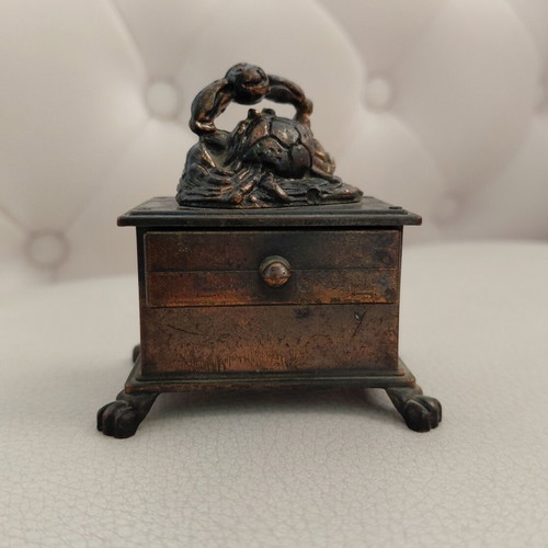 Vintage metal pencil sharpener with Cancer zodiac sign, 1970s