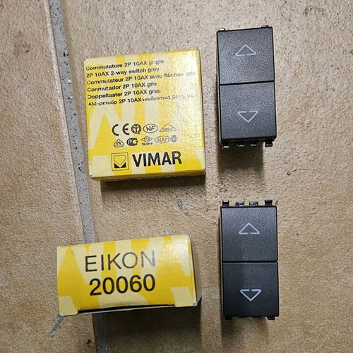 Eikon VIMAR 20060 1-module roller shutter switches black, new, set of 2