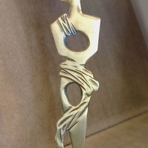 Modern brass sculpture used, abstract female figure 27cm