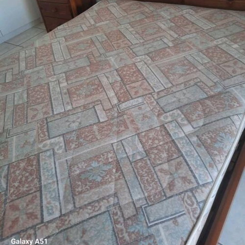Double wooden bed like new with mattress and nightstands