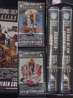 Συλλογή James Bond 007 VHS σετ μεταχειρισμένο, 3 κασέτες, γερμανικές εκδόσεις