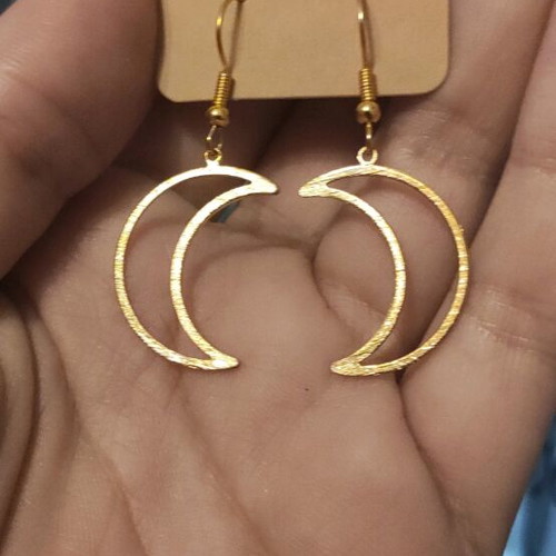 Earrings new with stainless steel hooks and brass moons