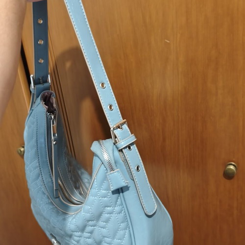 Doca blue leather shoulder bag, light blue