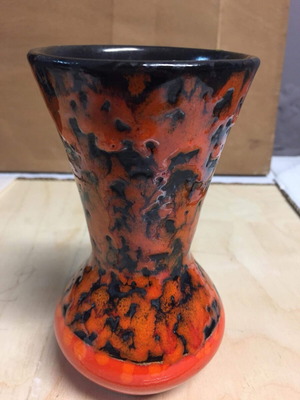 Fat Lava vintage vase like new, orange and black