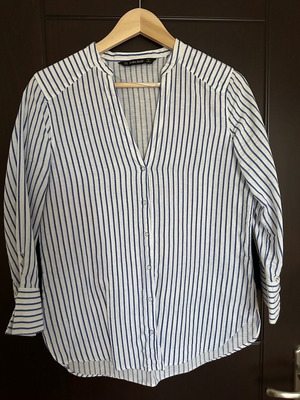 Zara linen shirt with collar used, blue, size M