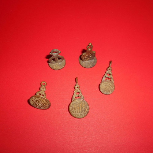Authentic Ottoman Metal Seals used, set of 5 pieces