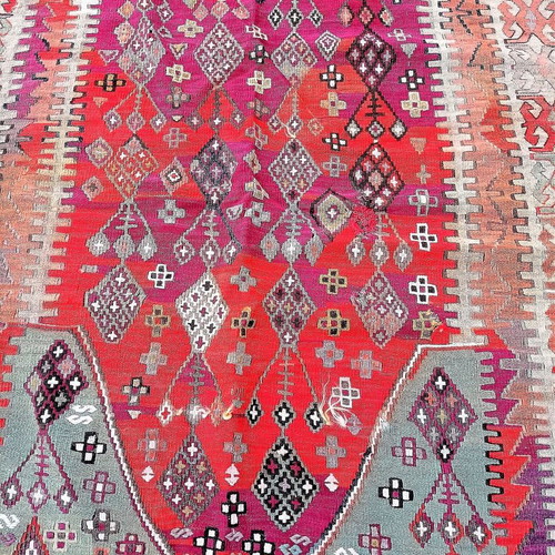 Handmade loom kilim used with beautiful patterns and vivid colors