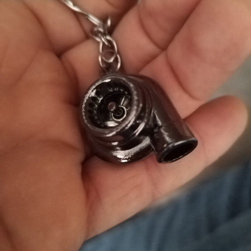 Turbo car keychain new, gray and silver
