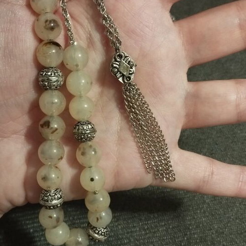 Handmade Komboloi with Natural Dendritic Agate Stone