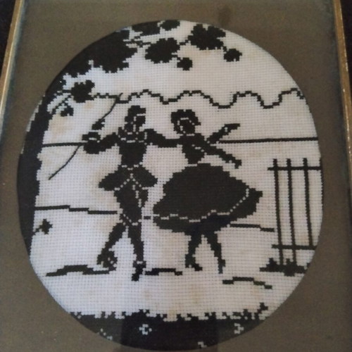 Two embroidered framed artworks very old used